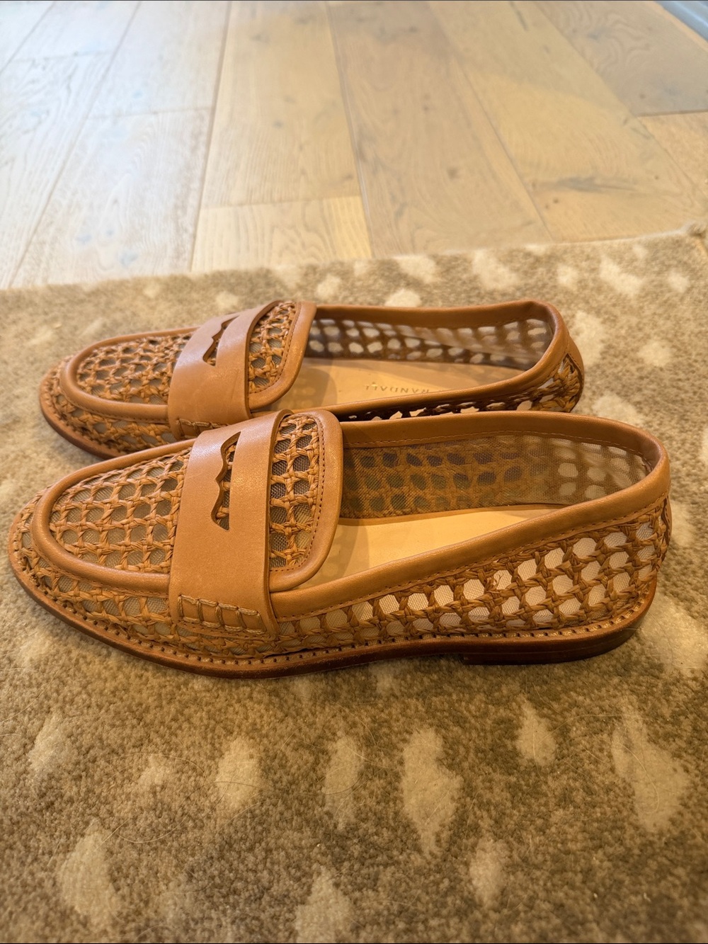 Loeffler Randall Woven Leather Raffia Loafers